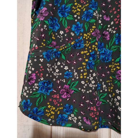 Scrubstar Scrub Top Ladies Medium Blue Floral - Picture 4 of 6